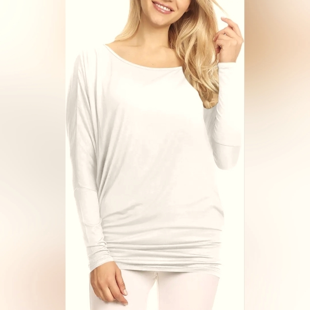 NWT Lock & Love Chic White Long Sleeve Blouse Women's Size M ✨ 3 /$13 ✨